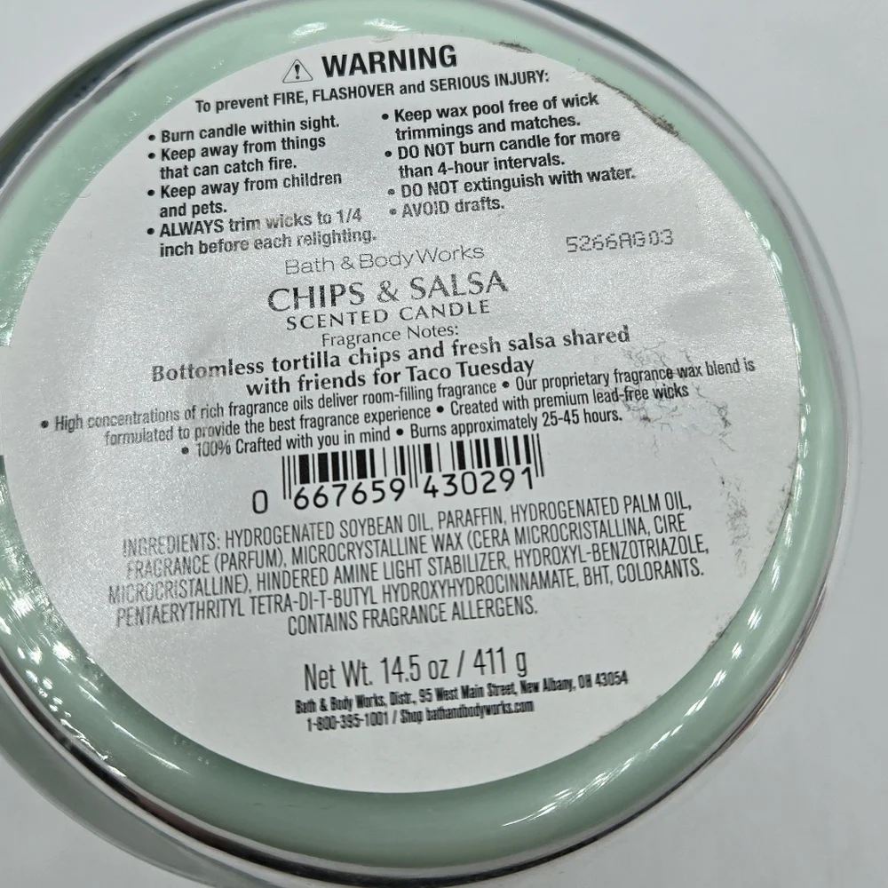 Bath & Body Works Chips & Salsa 3 Wick Candle - Picture 4 of 5